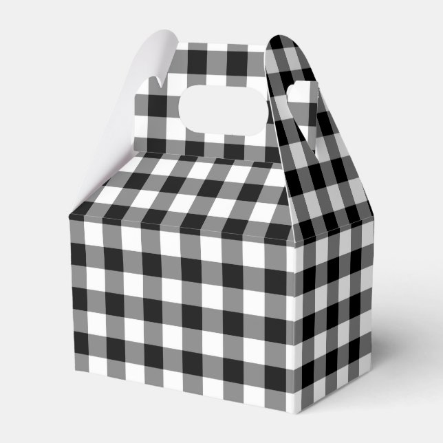 Klassisk svart och vit gingham i rutigt mönster presentaskar (Framsidan Sidan)