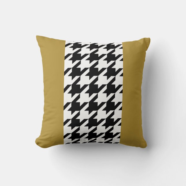 Klassisk svart och vit houndstooth med monogram kudde (Framsida)