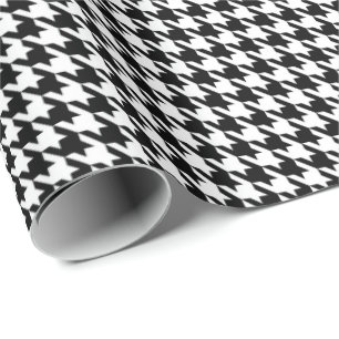 Klassisk svart och vit houndstooth Mönster Presentpapper
