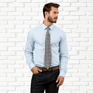 Klassisk svart och vit houndstooth slips