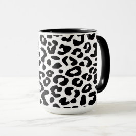 Klassisk svart och vit leopardtryck mugg