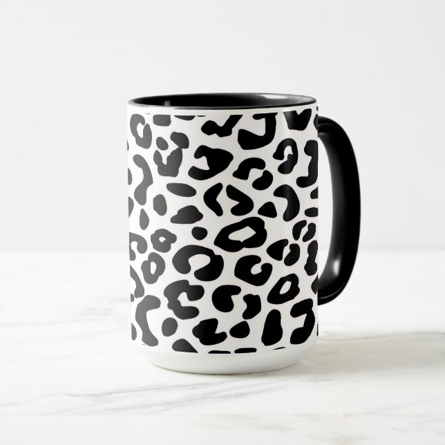 Klassisk svart och vit leopardtryck mugg (Framsida höger)