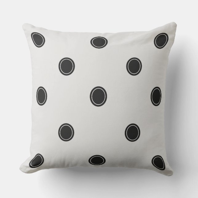 Klassisk svart och vit polka punkt Pillow Kudde (Framsida)