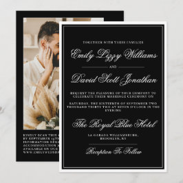 Klassisk svart och vit traditionell QR-fotografi m Inbjudningar