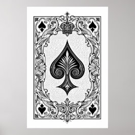 Klassisk svart och vit uppspelningskortsmapp poster