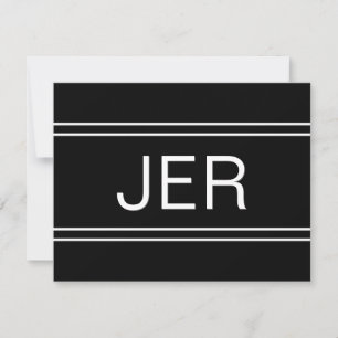 Klassisk svart personlig monogramnamn initialer anteckningskort