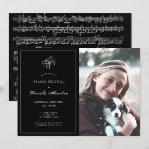 Klassisk svart pianorecitall foto inbjudan