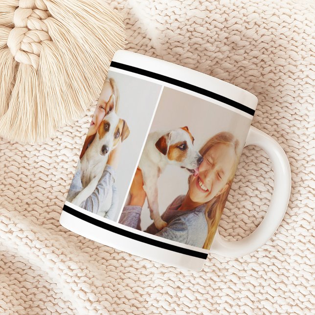 Klassisk svart rand fotocollage kaffemugg (Skapare uppladdad)