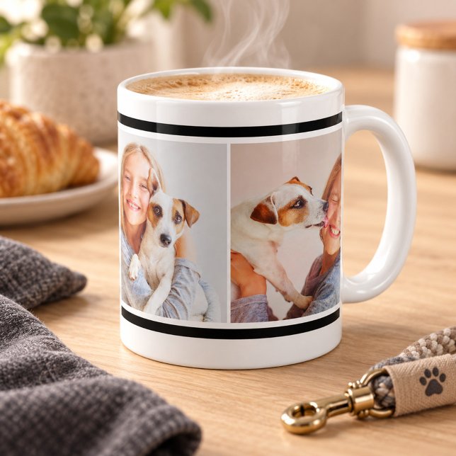 Klassisk svart rand fotocollage kaffemugg (Skapare uppladdad)
