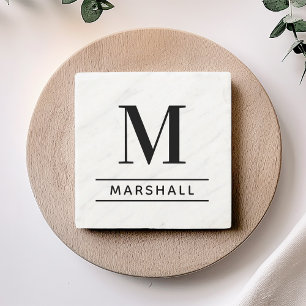 Klassisk svart serif monogram familjenamn stenunderlägg