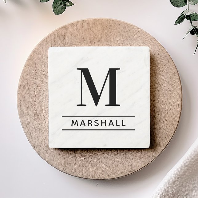 Klassisk svart serif monogram familjenamn stenunderlägg (Skapare uppladdad)