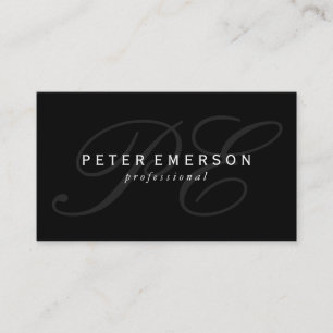 Klassisk svart, två Brev Finare, Monogram Black Visitkort