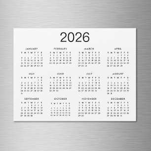 Klassisk svart-vit 2024 kalender magnet