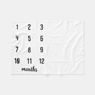 Klassisk svart vit Baby-milstolpe Baby Blanket Fleecefilt