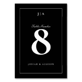 Klassisk svart-vit bröllopsdekor bordsnummer