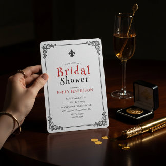 Klassisk svart-vit bröllopsdusch-inbjudan inbjudningar