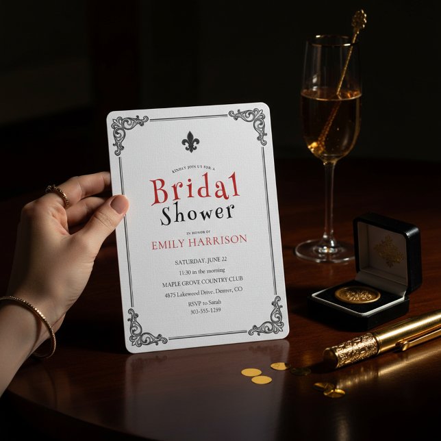 Klassisk svart-vit bröllopsdusch-inbjudan inbjudningar (Skapare uppladdad)