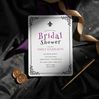 Klassisk svart vit bröllopsdusch-inbjudan inbjudningar