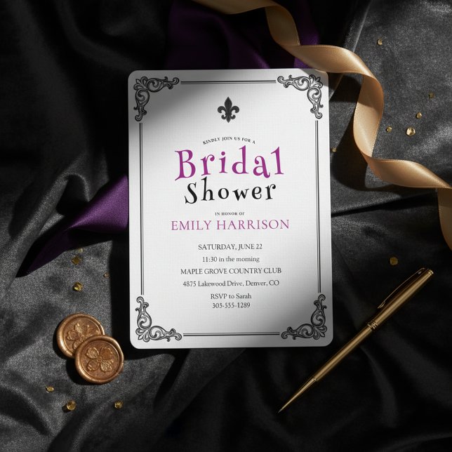 Klassisk svart vit bröllopsdusch-inbjudan inbjudningar (Skapare uppladdad)