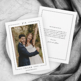 Klassisk svart-vit bröllopsfoto tack kort