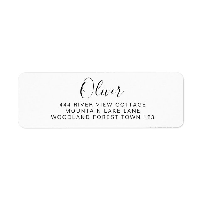 Klassisk Svart Vit Elegant Enkel Returadress Etikett (Framsidan)
