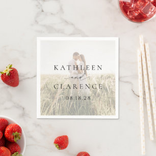 Klassisk svart-vit foto elegant bröllop pappersservett