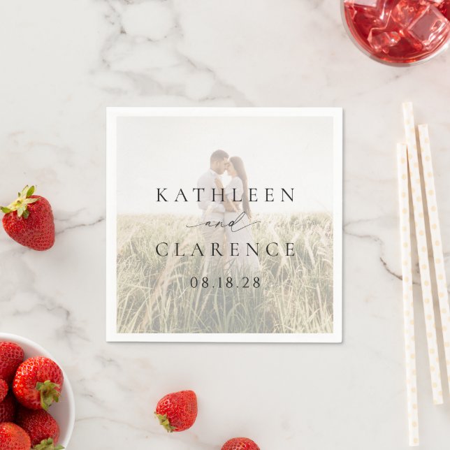 Klassisk svart-vit foto elegant bröllop pappersservett (Insitu)