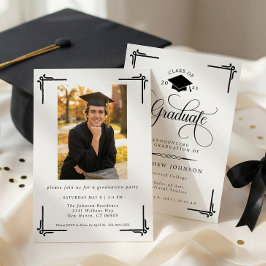 Klassisk svart-vit fotoexamen inbjudningar