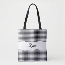 Klassisk svart & vit Gingham | Personligt namn