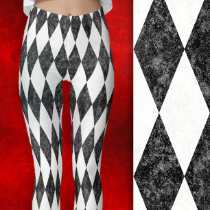 Klassisk svart vit-is Harlequin Diamond Argyle Leggings