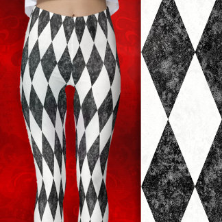 Klassisk svart vit-is Harlequin Diamond Argyle Leggings