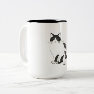 Klassisk svart-vit katt kaffemug Två-Tonad mugg