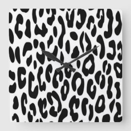 Klassisk svart-vit leopard fyrkantig klocka