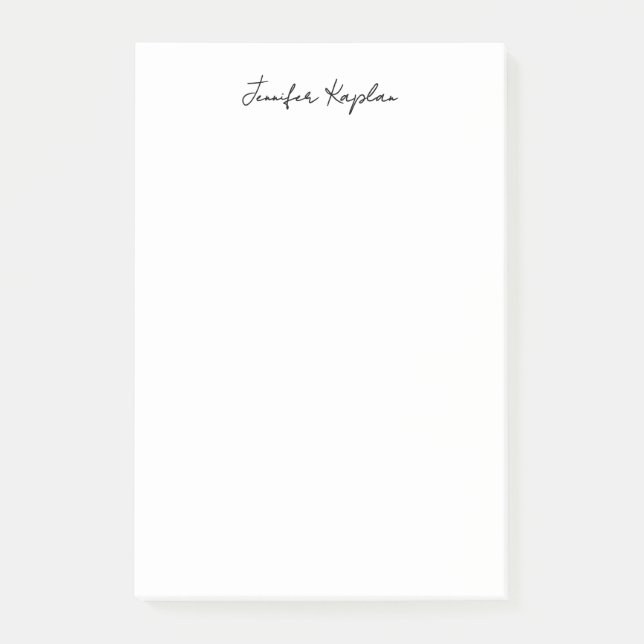 Klassisk svart & vit minimalistisk professionell post-it block (Framsida)