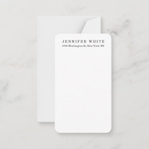 Klassisk svart vit minimalistisk vanlig Elegant Anteckningskort