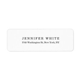 Klassisk svart vit minimalistisk vanlig Elegant Returadress Etikett