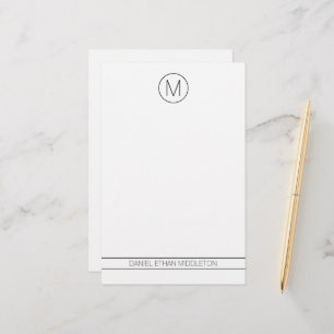 Klassisk svart-vit modern monogram brevpapper