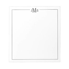 Klassisk, svart & vit monogram  anteckningsblock