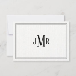 Klassisk svart-vit monogram tack kort