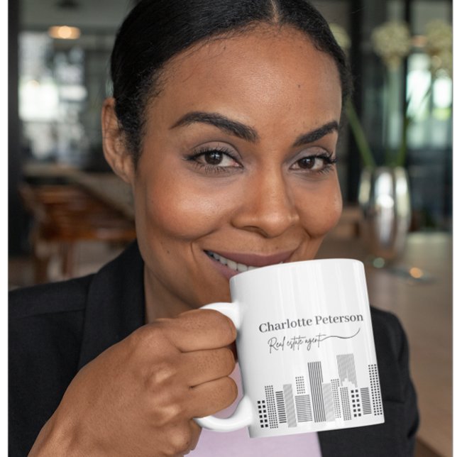 Klassisk svart & vit Realtor   Kaffemugg (Skapare uppladdad)