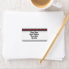 Klassisk svart vit röd Harlequin Diamond Argyle Adressetikett