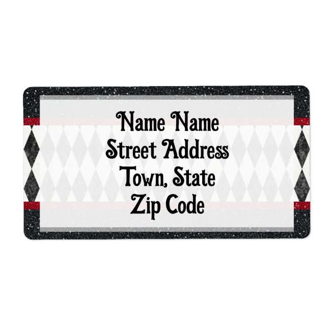 Klassisk svart vit röd Harlequin Diamond Argyle Fraktsedel (Framsidan)