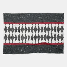 Klassisk svart vit röd Harlequin Diamond Argyle