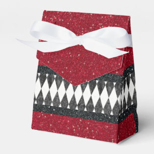 Klassisk svart vit röd Harlequin Diamond Argyle Presentaskar