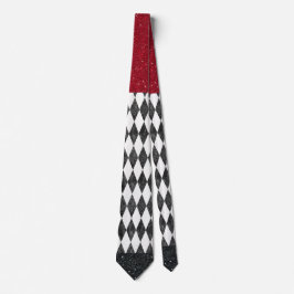 Klassisk svart vit röd Harlequin Diamond Argyle Slips