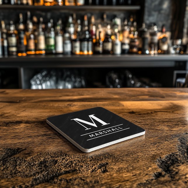 Klassisk svart-vit serif monogramnamn stenunderlägg (Skapare uppladdad)