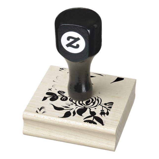 Klassisk svart & vit urblekt blomsterduk handväska stämpel (Stämpel)