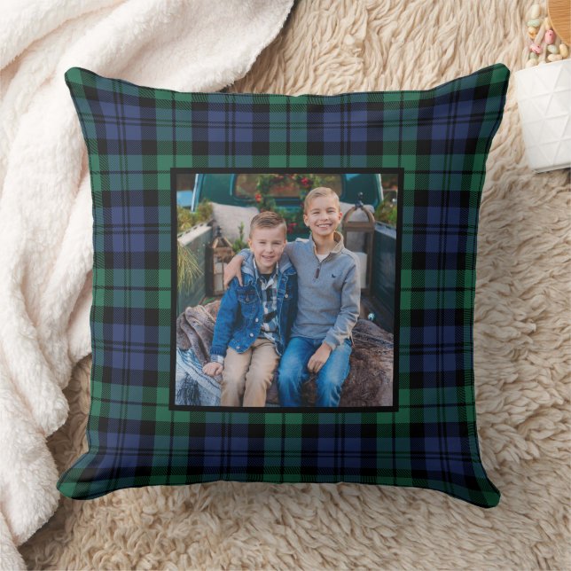 Klassisk svart Watch Tartan Foto jul Kudde (Filt)