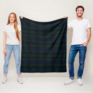 Klassisk svart Watch-tartan Mörkgrön Marinblå Fleecefilt