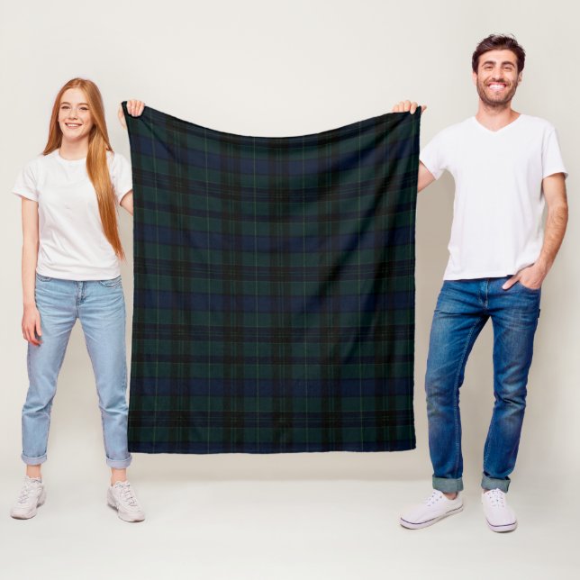 Klassisk svart Watch-tartan Mörkgrön Marinblå  Fleecefilt (På plats)